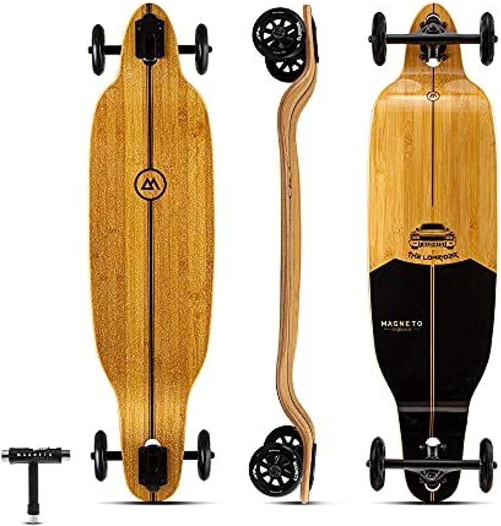 Magneto Drop-Through Longboard Skateboard - 8-Ply Maple Deck Adult Longboard - 100mm All-Terrain Wheels Off-Road Skateboard - Low-Rider Deck Cruiser Board Maneuverability - 40 in x 9.25 in, Wood