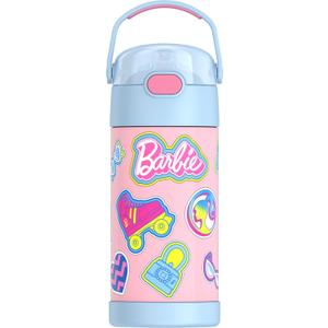 THERMOS FUNTAINER Water Bottle with Straw - 12 Ounce - Kids Stainless Steel Vacuum Insulated Water Bottle with Lid, Barbie
