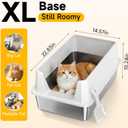 Stainless Steel XL Cat Litter Box for Big Cats, High-Sided Design Prevents Urine Leakage, Non-Stick, Easy to Clean, Odor Control, Includes Scoop, Gray