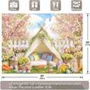 8x6ft Fabric Spring Easter Tent Backdrop Bunny Colorful Eggs Garden Flower Butterfly Fence Photography Background Kids Party Festival Party Decor Photo Props