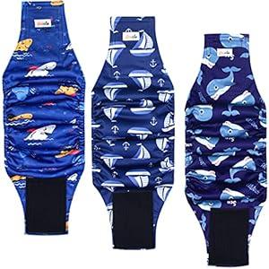 Grecle Premium Male Dog Wraps - High Absorbency Male Dog Diapers (Pack of 3) - Washable Belly Band for Male Dogs Incontinence and Puppy Training (Sailboat, S)
