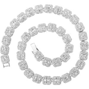  20.5" HH Bling Empire Iced Out Chains for Men Silver and Gold Diamond Tennis Necklaces-Mens Hip Hop Baguette Tennis Chains