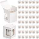 AVLA 50 Pack Gift Boxes for Sublimation Mugs, 4.3x4.3x5'' Small White Packaging, 12OZ 15OZ Transparent Cups Wrapping With Clear View Window, Cupcake Christmas Ornament Box for Wedding