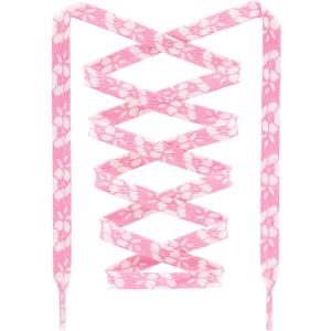 2 x Thin Flat Leopard Print Shoelaces Camouflage Shoe Laces Shoestring 2 Pair (31Inch (80CM), 10 Pink Lucky Flowers)