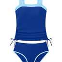 Dearnow Teen Girls Swimsuit Size 14 16 Two-piece Tankini Set Bathing Suits 14-16 Color Block High Waist Swim Suit Girls' Swimwear with Adjustable Straps, 15-16Y