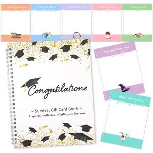 GraduatePro College Survival Gift Card Book Money Cash Holder 7x9 for High School Graduation Student Leaving Home Gifts Party Decoration