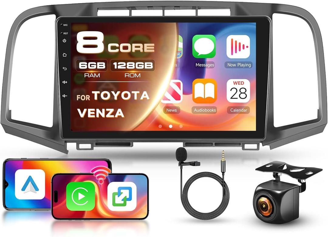 [ 8 Core 6G 128G] for Toyota Venza 2008-2016 Radio Android 9 Inch Touchscreen Wireless Carplay Android Auto, Driauto Car Stereo for Toyota Upgrade Bluetooth DSP GPS Navigation WiFi FM/RDS Backup Cam