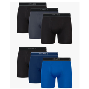 Hanes Men's Underwear Boxer Pack, Performance Stretch Underwear, Moisture-wicking Boxer for Men, 6-pack, Size Small