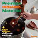 Riveira Set of 6 Premium Brown Bamboo Cooking Utensils - Bamboo Utensils for Cooking - Non-Toxic Kitchen Set - Wooden Kitchen Utensils for Non-Stick Cookware