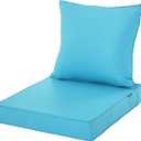 Patio Cushions for Outdoor Furniture, Fade and Weather Resistant Deep Seat and Backrest Cushion Set for Chair Sofa Couch Swing, 24x24 Inch, Teal, 1 Set