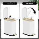 KSSKSS 2.6 Gallon Slim Bathroom Trash Can with Soft Close Lid, 10L Stainless Steel Garbage Can with Removable Liner Bucket, for Narrow Spaces, Bathroom, Bedroom (White)