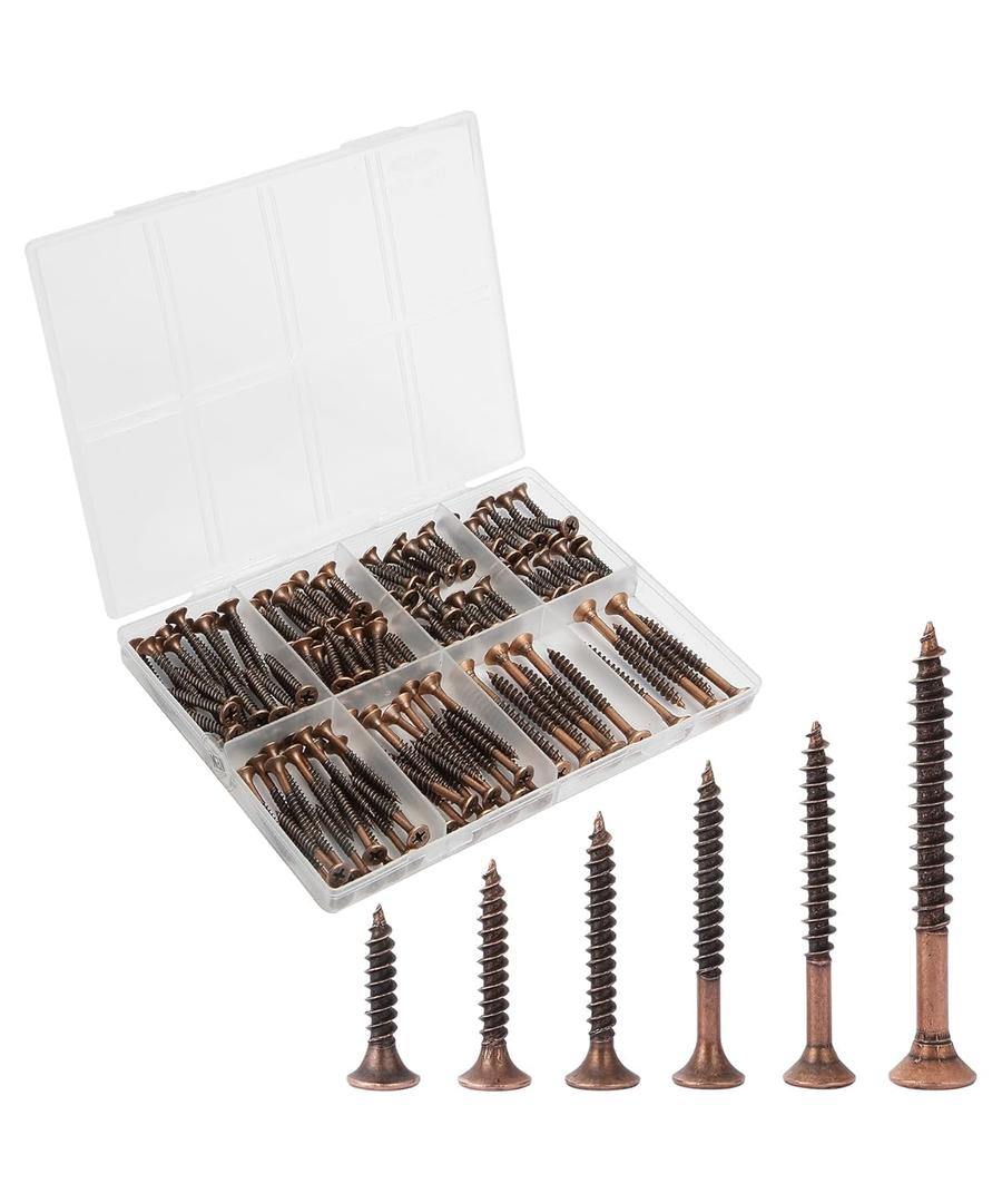 Mr. Pen- Wood Screws Assortment Kit, 152 pcs, Bronze, Phillips Tips, Assorted Wood Screws, 6 Sizes (2”, 1-1/ 2”, 1-1/ 4”, 1”, 3/ 4”, 1/ 2”)