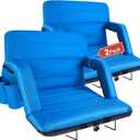 yeyeeyyee Stadium Seats with Back Support 2 Pack Wide, Exclusive Bleacher Chairs with Back and Cushion Folding Stadium Chairs, 6 Reclining Positions Waterproof Bleacher Seats (Wide|22.5" Blue)