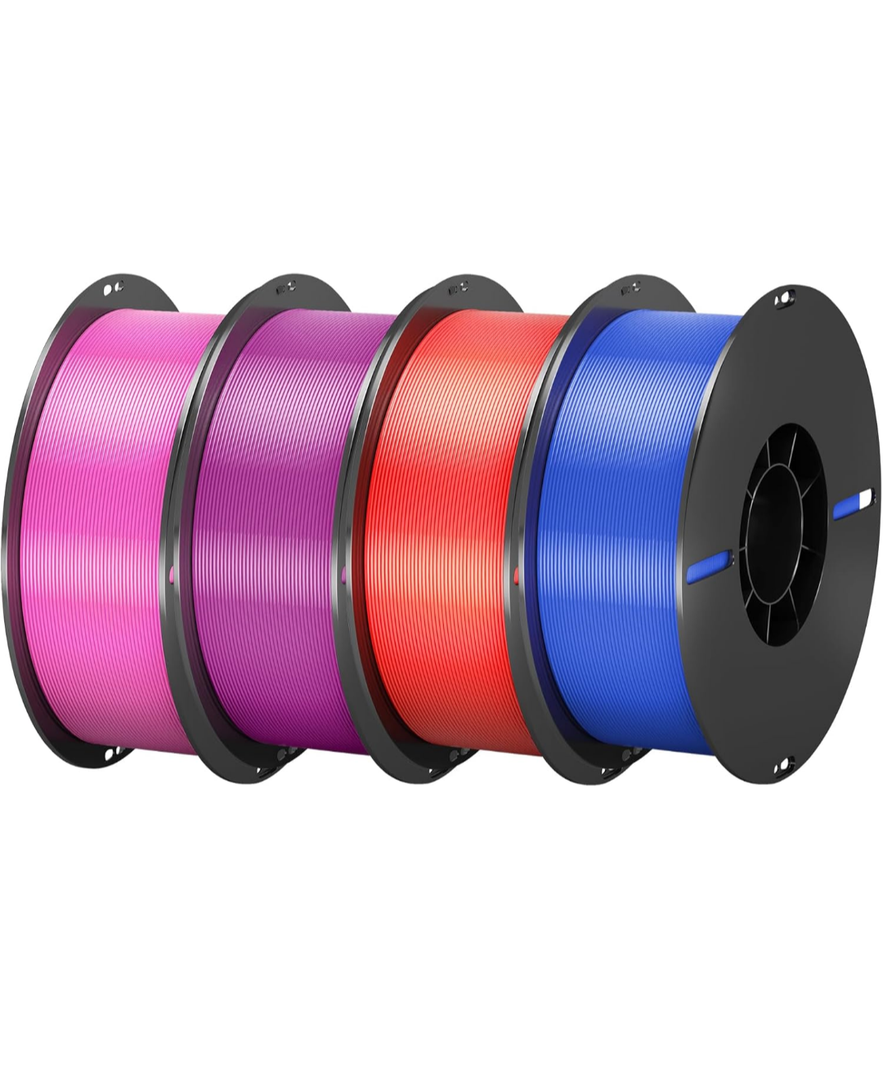 PLA Filament Combo 1.75mm 4 Rolls per 1kg Spool (8.8lbs) 3D Printer Filament Dimensional Accuracy +/- 0.02mm, Suitable for Most FDM 3D Printers (Pink/Purple/Red/Blue