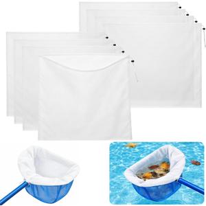 Adnee 8 Pcs Pool Fine Mesh Net Bag Replacement, Adjustable Pool Skimmer Net Insert to Filter, Fine Mesh Skimmer Net Replacement for Cleaning Spa Pool and Hot Tub