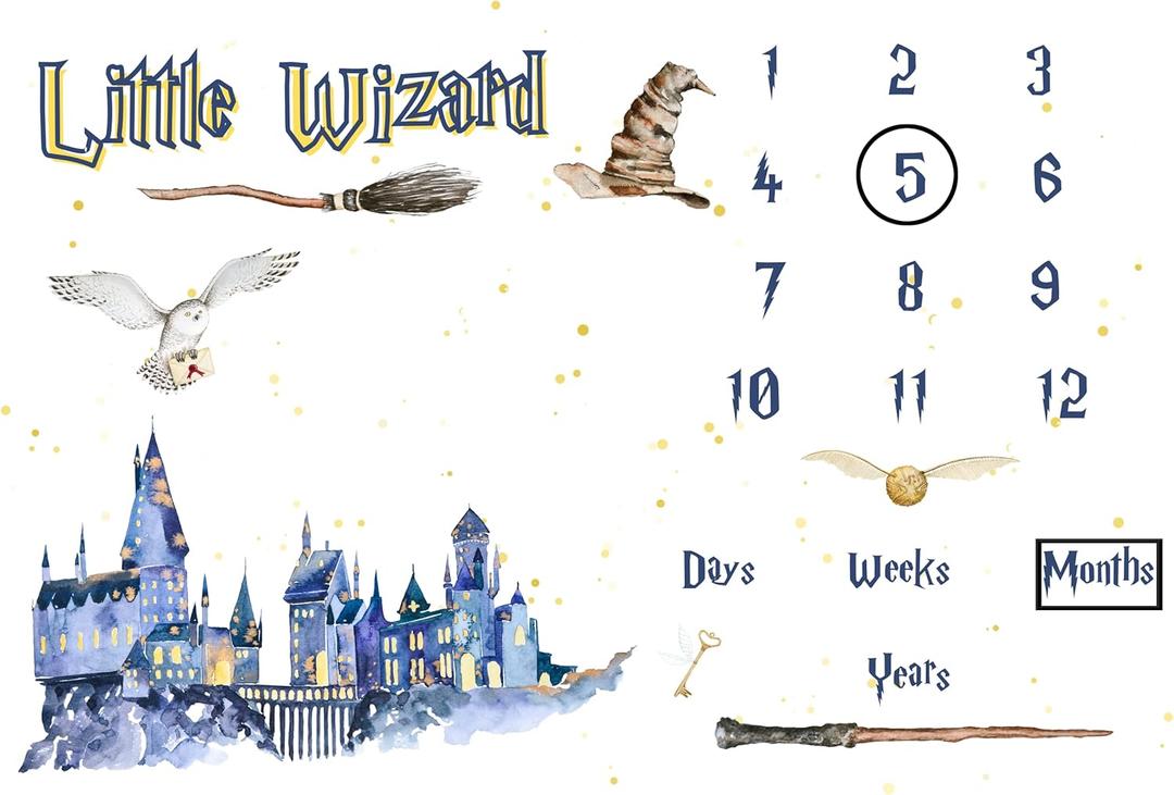 Baby Milestone Blanket | Photography Wizard Keepsake Blanket for Boys and Girls. Polyster 100% Size 60 x 40 inches