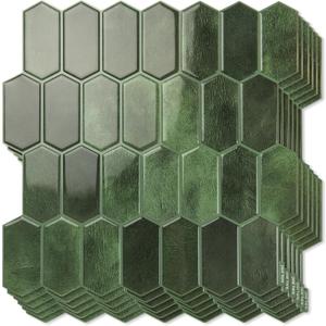 Art3d 10-Sheet Heavy-Duty Peel and Stick Backsplash, Self-Adhesive Vinyl Wall Tiles for Kitchen Countertop Bathroom, Green (12 x 12 Inch)
