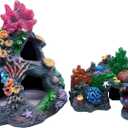 Tfwadmx Aquarium Coral Decoration Resin Fish Tank Hiding Mountain Cave Betta Hideaway House Rock Reef Ornament, 2 Pack.