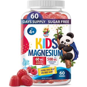 Sugar-Free Magnesium Gummies for Kids & Teens - 500mg Calm Magnesium Citrate - Chewable Magnesium Gummy Supplement for Sleep, Mood & Muscle Support, 60 Days Supply