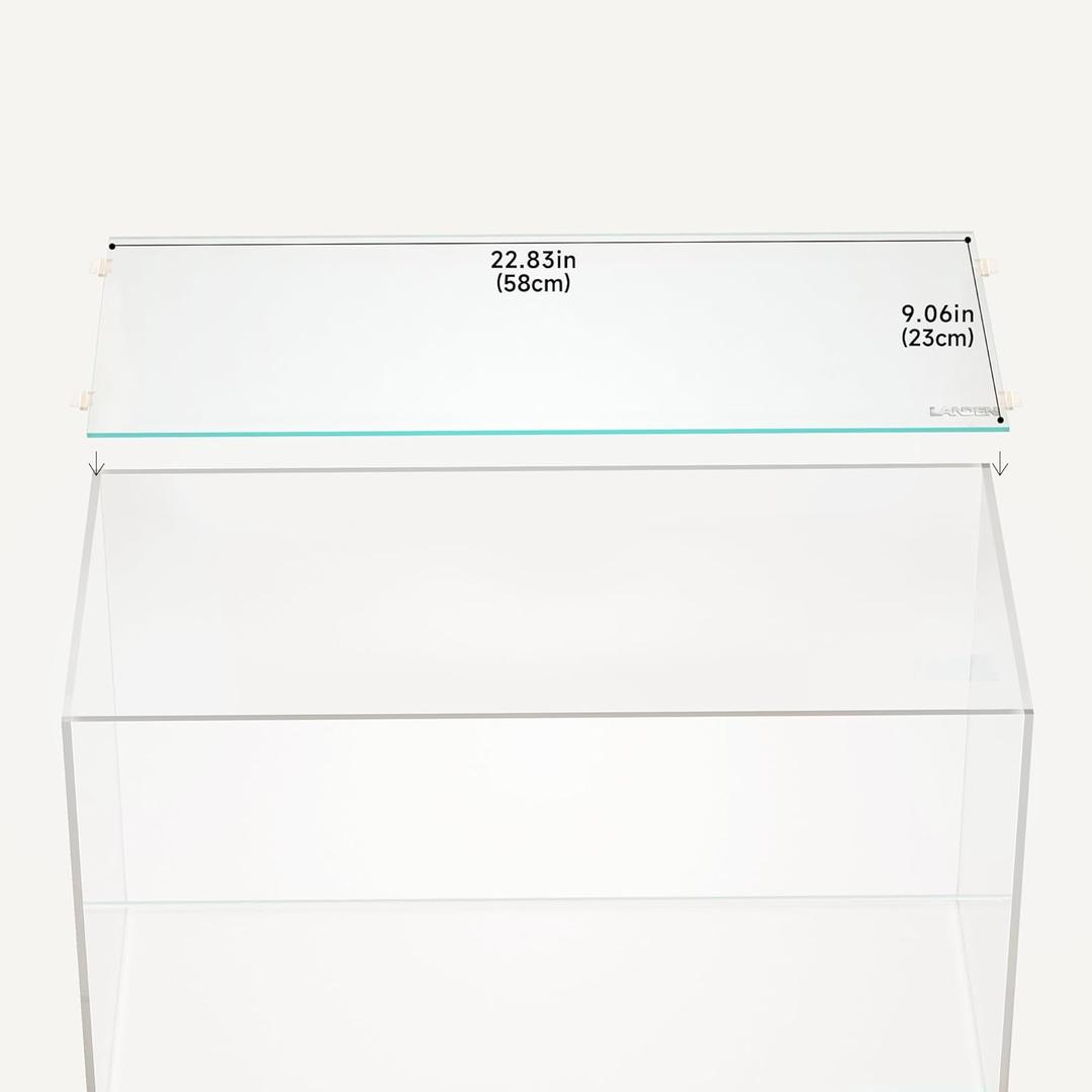 LANDEN 4mm Thick Clear Glass Aquarium Lid,Includes 4 Clips for Secure Placement, 580 x 230mm,(22.83x9.06 inches) for 583-585mm Inner Length Aquariums,Adapted to LANDEN SD603036/SL603018