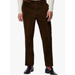 Men's Pant Velvet Thick Casual Formal Pleated Front Classic Fit Straight Leg Business Office Trousers, Size 36W/32L
