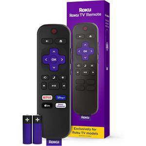 Roku TV Remote Control (Official Manufacturer Product) - Simple Setup, & Pre-Set App Shortcuts - Replacement Remote Compatible with RokuTV Models ONLY (Not Roku Players) (Pack of 1)
