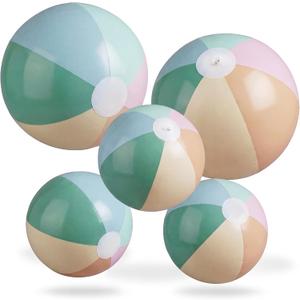 MiniInflat 5 Pcs Inflatable Beach Balls 24 & 16 Inch Pastel PVC Large Beach Balls Bulk Blow up Pool Water Game Toy for Kid Adult Birthday Luau Summer Pool Party Favors Decorations (Morandi)