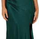 Summer Satin V Neck Silp Midi Dress for Women Wedding Guest 2025 Sexy Spaghetti Strap Backless Long Dresses with Slit (Emeralds, XS)