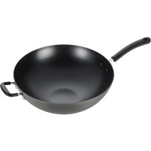 T-fal Ultimate Hard Anodized Nonstick Wok 14 Inch, Oven Broiler Safe 350F, Non Stick Stir-Fry Pan, Cookware, Pots and Pans, Kitchen, Versatile Deep Frying, Saut, Braise, Stew, Dishwasher Safe, Black