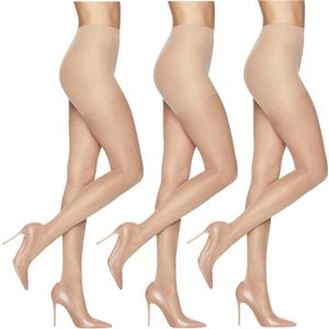 L'eggs Sheer Energy Women's Medium Support Compression Tights, Control Top, Reinforced Toe (A, Nude)