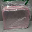 Hoolerry 3 Pcs Clear Hard Zipper Case Hard Plastic Zipper Pouch Makeup Bag Portable Travel Organizer for Cosmetics, Office Supplies, Documents & Toiletries (Pink, L)