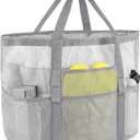 SRISE Mesh Beach Bag - Large Tote Bag for Family, Toys & Vacation Essentials