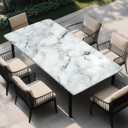 Rectangle Wipeable Tablecloth with Elastic, Fitted Waterproof Outdoor Tablecloth for 6 Foot Rectangle Tables, Picnic, Camping, 24"x48", White and Gray Marble