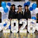 2.3ft 2026 Light Up Numbers New Year Decorations Class of 2026 Graduation Large Sign Big Grad Mosaic Foam Board Giant Jumbo Lighted Marquee Letters 2.3 Feet Tall with Lights High School College Party Prom Decor