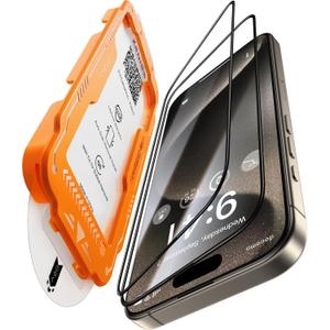 NeverBreak 9H+ Hardness for iPhone 15 Pro Screen Protector 12FT Military Grade Protection (Scratch, Shatter, Drop Resistance) 15 Pro Tempered Glass Full Edge Coverage Case Friendly 6.1" 2 Pack