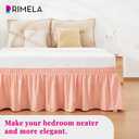 RIMELA Peachy Coral Bed Skirt King Size 15 Inch Drop, Elastic Bed Skirting for Bed Base and Frame, Bedding Dust Ruffle Easy to Install, Wrap Around Adjustable Bedskirt