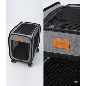 Loko Cat Carrier with Wheels, 40 Lbs Capacity, Gray