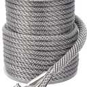 Made 3/8 Inch 100FT 150FT Premium Solid Braid MFP Grey Anchor Line Braided Anchor Rope/Line with Stainless Steel Thimble and Shackle (3/8" x 150' Grey)