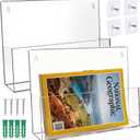 Clear Acrylic Single Pocket Wall Mount File Holders, Self-Adhesive Plastic Document Organizer for Office and Home, Suitable for Legal Size Papers, Brochures, Magazines, and Literature Display, 2 Pack