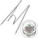 Geyoga Fabric Panel Wall Wire Hooks Cubicle Hooks with Clear Storage Box for Interior Exterior Decor for Picture Home School Office DIY(Silver,50 Pcs)