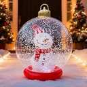 Inflatable Christmas Ball - 24 Inch Giant PVC Inflatable Christmas Balls Snowman Inside, Outdoor Decorated Ornament Ball Blow up Balls for Outside Xmas Lawn Porch Holiday Yard Decoration