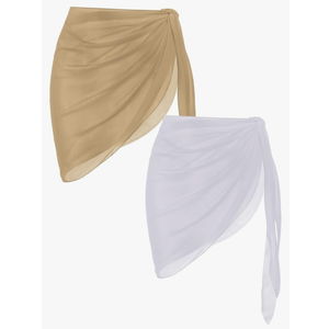 Ekouaer 2 Pieces Women Beach Sarongs Sheer Cover Ups Chiffon Bikini Wrap Skirt for Swimwear S-XXL