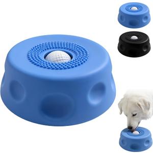 Slow Feeder Dog Bowls for Liquid Treat,Dog Licking Bowl with Rolling Balls,Dog Lick Bowl with Ball,Anti-Slip(Entertained Ball-in) Bone Broth Dog Lick Bowl,Lick Ball Bowl for Small Medium Dogs(Blue)