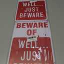 2 x Alotpower Halloween Decorations Metal Tin Sign for Outdoor Yard, Garage Wall, Rustic Vintage Beware of Well Just Beware, 7.8x11.8in