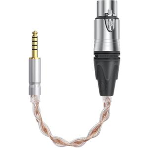 GEEKRIA 4.4mm Balanced Male to 4-Pin XLR Balanced Female Headphones Audio Adapter Cable, OCC Copper Silver Plated Upgrade Cord, Compatible with Amplifiers, Microphones (20cm/8'')