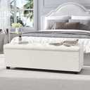 Apicizon Storage Ottoman Bench, Ottoman with Storage for Bedroom, 46" End of Storage Bench with a Robust Steel Frame, for Entryway, Living Room, Off-White