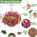 Artificial Hanging Flowers for Outdoors, UV Resistant Silk Flowers Basket Mixed Color Faux Daisy with Eucalyptus Leaves Hanging Fake Plants for Porch Balcony Patio Home Spring Summer Decoration