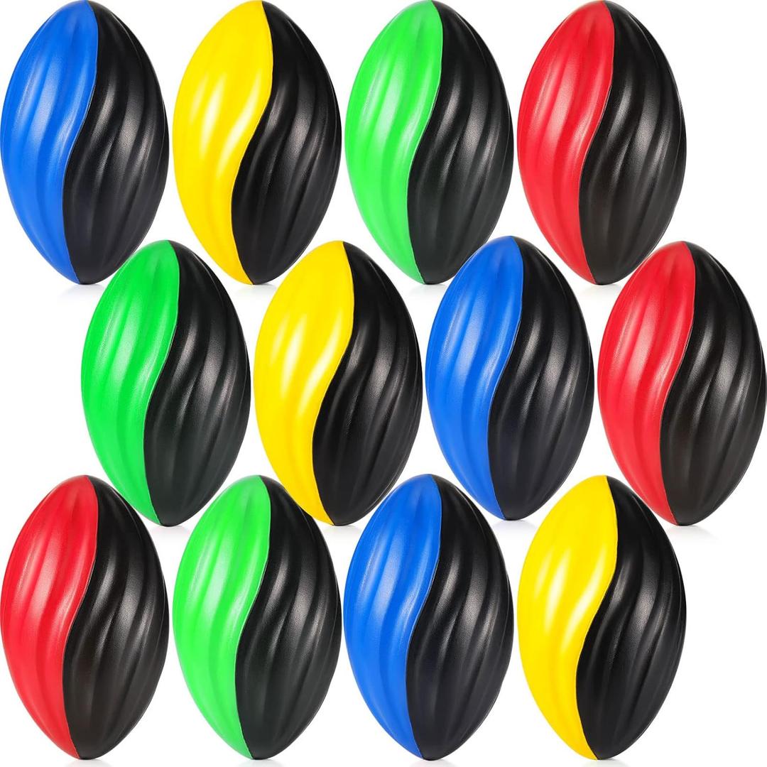 12 Pcs Mini Footballs for Kids Spiral Foam Football Bulk 7 Inch Soft Small Waterproof Foam Ball Sports Birthday Toddler Football for Indoor and Outdoor Game