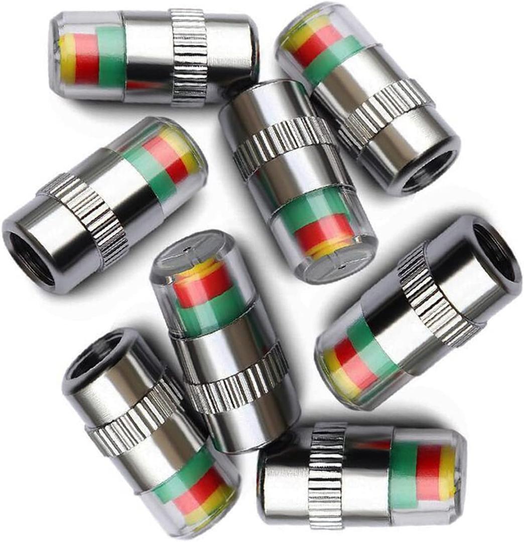 ANKI HAPPIGO 8 Pcs 2.2Bar 32-to-35 PSI Car Tire Pressure Monitor Valve Stem Caps Sensor Indicator Easy to Read 3 Color Eye Alert