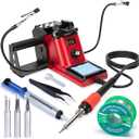YIHUA 926 III 110W Soldering Iron Station Kit with LED Display, 2 Helping Hands, 3 Extra Iron Tips, 35g Lead-Free Solder, Solder Sucker, S/S Tweezers, C/F Conversion, Calibration & Sleep Features